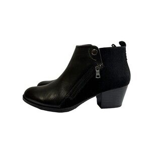 Earth Women’s Conway Maple Black Leather Multi-Zip Ankle Boots Sz 9M